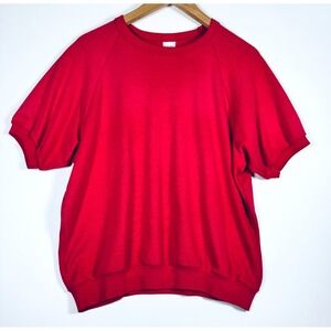 Laps Sweatshirt Womens Large Red Short Sleeve Made‎ in USA Kentucky Textiles